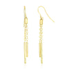 14k Yellow Gold Double Strand Cylinder and Chain Drop Style Earrings